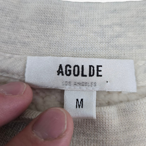 AGOLDE Simone Sleeveless Sweatshirt Gray Cream Fleece Lined Vest Size Medium - Picture 3 of 7